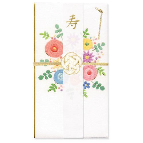 RYURYU Gift Bag, Flower Mizuhiki Gift Bag, Embroidery/Bouquet HPB27