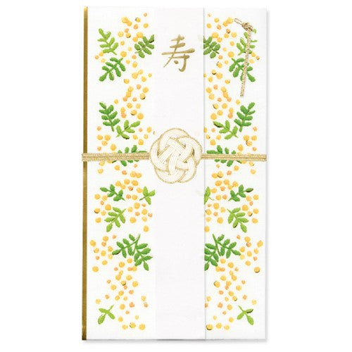 RYURYU Gift Bag Flower Mizuhiki Gift Bag Embroidery/Mimosa HPB28