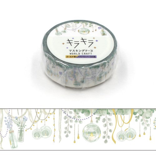 World Craft Masking Tape Glitter Masking Tape Garden party Width 15mm x Length 5m Garden party KRMT15-087