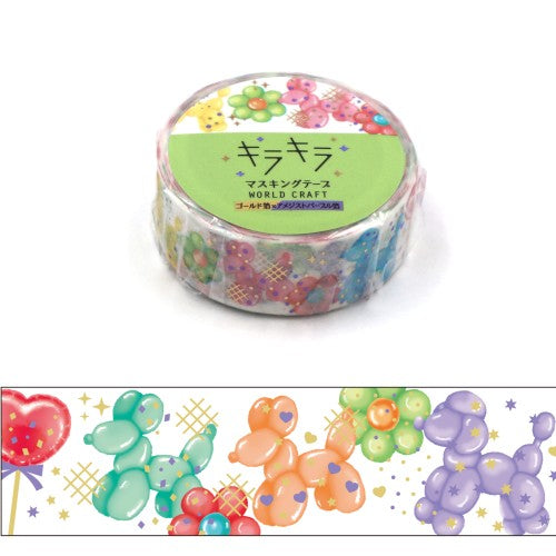 World Craft Masking Tape Glitter Masking Tape Balloon Party Width 15mm x Length 5m Balloon Party KRMT15-092