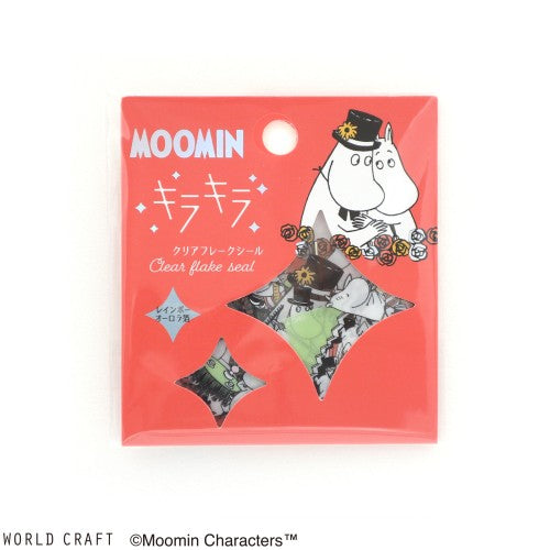 World Craft Flake Stickers Moomin Sparkling Clear Flake Stickers 30 sheets (10 patterns x 3 sheets each) Moominpappa and Moominmama MOKFS-112
