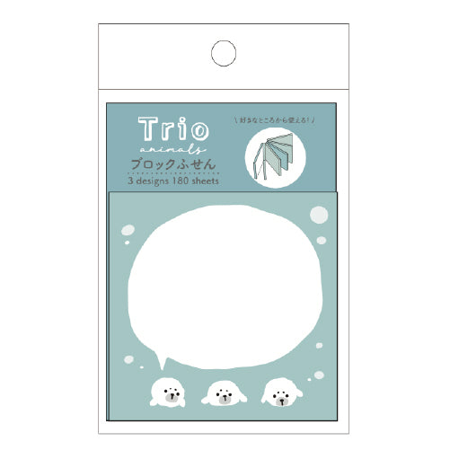 Lab Clip Sticky Trio/Block Sticky 4 Patterns x 25 Pieces Black-spotted Seal TRBF01-GA