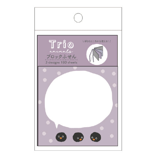 Lab Clip Sticky Trio/Block Sticky 4 Patterns x 25 Pieces Penguin TRBF01-PN