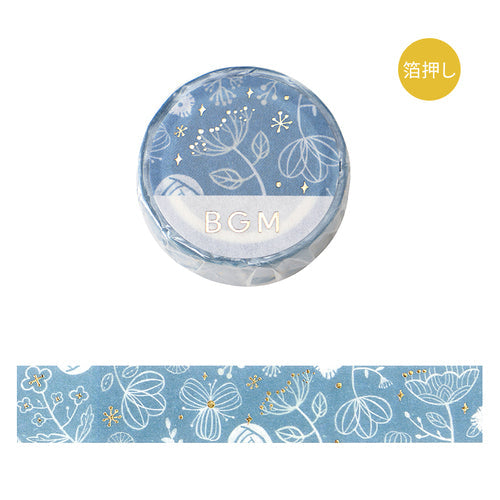 BGM Masking Tape Flower Notebook/Blue Transparent Color 15mmx5m BM-SAG013