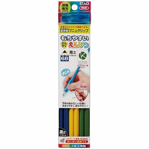 Kutsuwa Pencil Easy to hold triangular pencil 6B (6P) with punyu 6B RF013