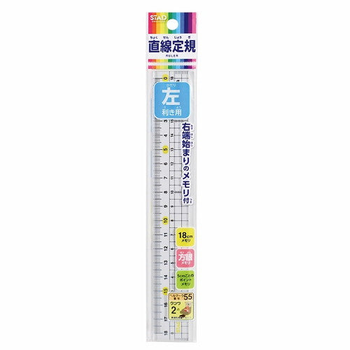Kutsuwa Ruler Left Hand Methacrylic Straight Ruler 18cm 18cm Left Hand HSS181L