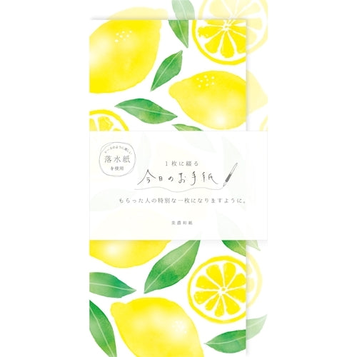 Furukawa Shiko Letter Set, Today's Letter, 4 pieces of stationery, 2 vertical envelopes, Lemon LIK7