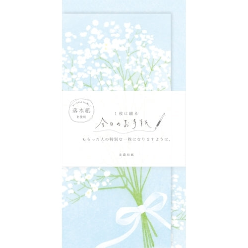 Furukawa Shiko Letter Set, Today's Letter, 4 pieces of stationery, 2 vertical envelopes, Gypsophila LIK29