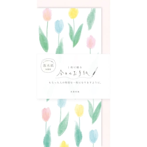 Furukawa Shiko Letter Set, Today's Letter, 4 pieces of stationery, 2 vertical envelopes, Tulip LIK35