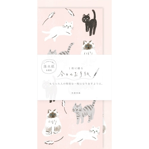 Furukawa Shiko Letter Set, Today's Letter, 4 pieces of stationery, 2 pieces of vertical envelopes, Cat LIK40