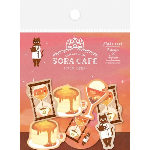 Furukawa Shiko Washi Flake 스티커 Washi Flake 스티커 Soracafe 5 패턴, 각각 4 개, 총 20 장, 저녁 QSA218