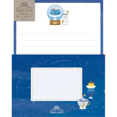 Furukawa Shiko Letter Set SORACAFE 6 pieces of stationery and 3 envelopes night LLL441
