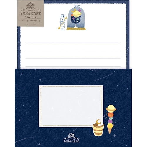 Furukawa Shiko Letter Set SORACAFE 6 pieces of stationery and 3 envelopes Midnight LLL442