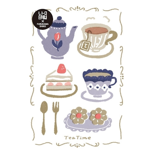 Furukawa Shiko Postcard Retro Printing Postcard 1 Piece Tea Time HJ061