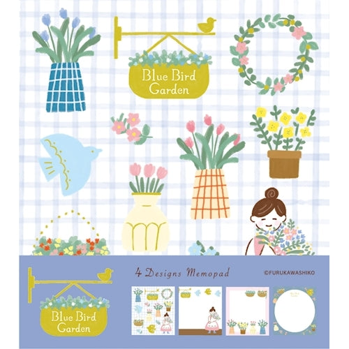 Furukawa Shiko Memo Pad Memo Pad 100 sheets (4 patterns assorted) Bluebird Garden LM277