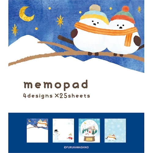Furukawa Shiko Memo Pad Memo Pad 100 sheets (assorted 4 patterns) Yukizora Shimaenaga LM291