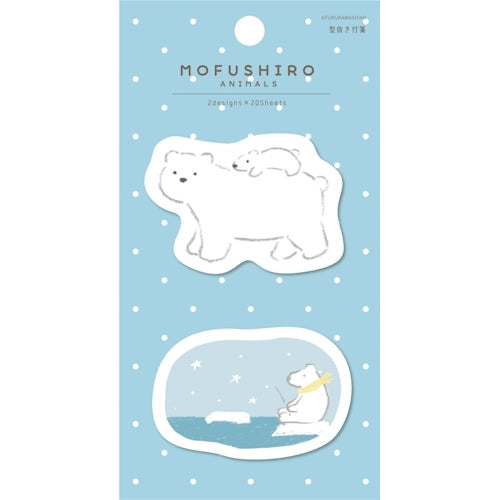Furukawa Shiko Sticky Notes, Die Cut Sticky Notes, 2 Patterns, 20 Pieces Each, Polar Bear QF183