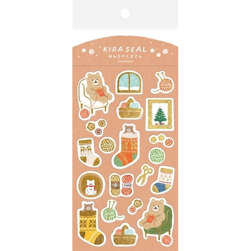 Furukawa Shiko Sticker Sheet Foil Stamped Sticker Sheet 1 Sheet Amimono Bear QS257