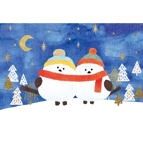 Furukawa Shiko Postcard, Foil Stamped Postcard, 1 piece, Striped Long-tailed Tit and Night Sky HJ069