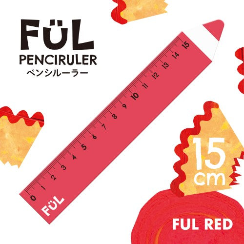 Kyoei Plastic Acrylic Ruler FUL Pencil Ruler Full Red 15cm Scale Ruler Red F-PR-15-02