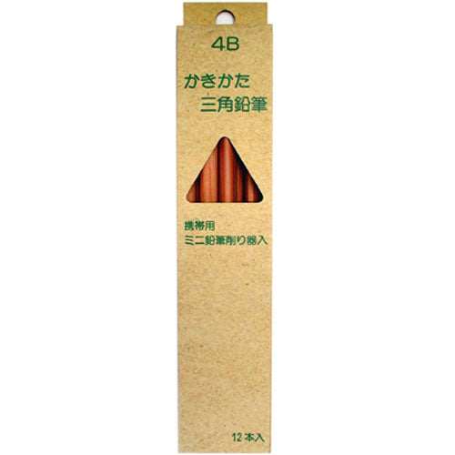 Hokusei Pencil Pencil Triangular Pencil 4B with Sharpener Dozen 33657