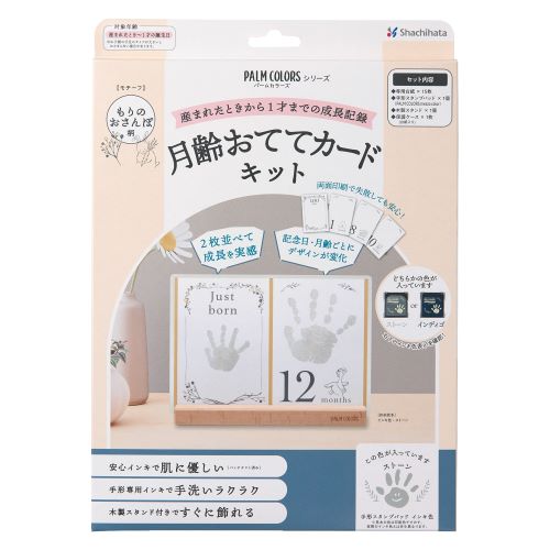 Shachihata Handprint Stamp Pad Moon Age Card Kit Stone HPSC-M/H-SGR