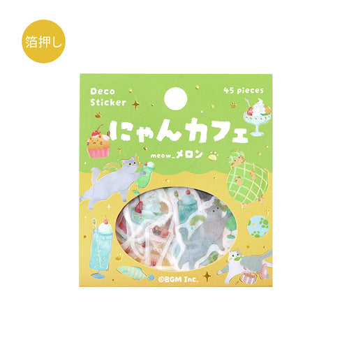 BGM Flake Sticker Nyan Cafe Melon 15 designs x 3 45 pieces Nyan Cafe Melon BS-FG160