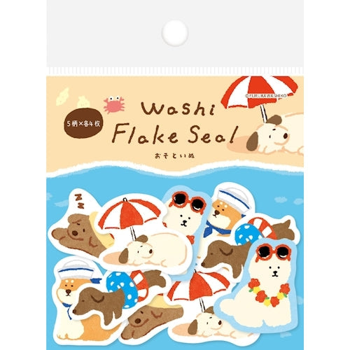 Furukawa Shiko Stickers, Washi Flake Stickers, 5 patterns, 4 sheets each, 20 sheets total, Osotonu QSA204