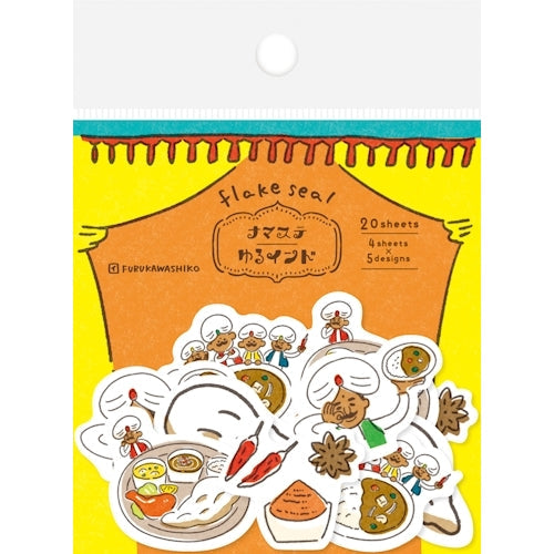 Furukawa Shiko 스티커, 와시 플레이크 스티커, 5 개의 패턴, 각각 4, 총 20 개, 맛있는 Carena Maste Yuru India QSA211