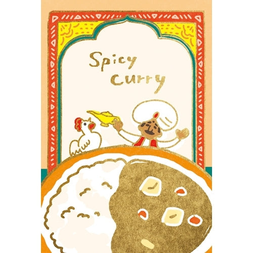 Furukawa Shiko 엽서 포일 스탬프 엽서 1 피스 치킨과 Karena Maste Yuru India HJ042