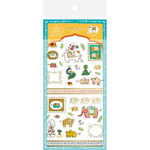 Furukawa Shiko Letter Set Foil Stamping Sticker Sheet 1 Sheet Animal Namaste Yuru India QS199