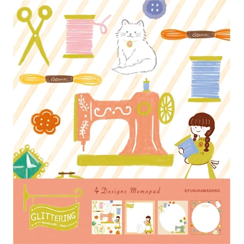 Furukawa Shiko Memo Pad Memo Pad 100 Sheets (Assorted 4 Patterns) Glitter Ring LM278