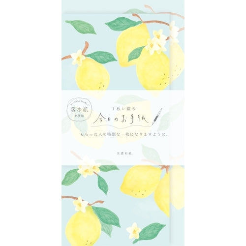 Furukawa Shiko Letter 세트, 오늘의 편지, 4 개의 편지지, 2 개의 봉투, 레몬 꽃 Lik49