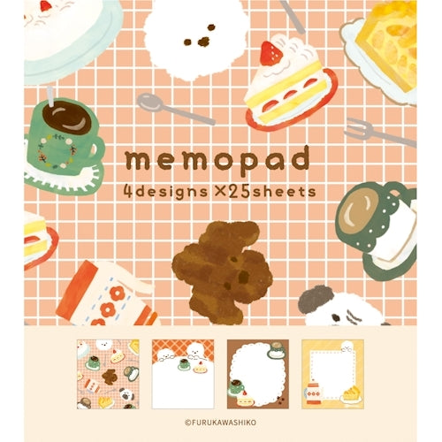 Furukawa Shiko Memo Pad Memo Pad 100 sheets (assorted 4 patterns) Cafe Wanko LM293