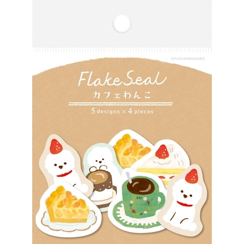 Furukawa Shiko Washi Flake 스티커, 와시 플레이크 스티커, 5 개의 패턴, 각각 4 장, 총 20 장, Cafe Wanko QSA255